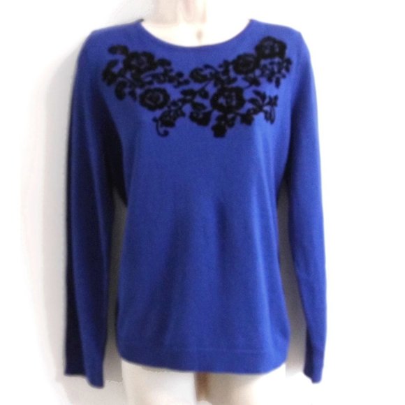 New Cobalt Blue Flowers Sweater - Picture 3 of 7